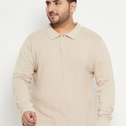 Club York Plus Size Self Design Polo Collar Pullover Sweater-image-55