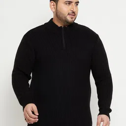 Club York Plus Size Ribbed Mock Collar Acrylic Pullover Sweater-image-81