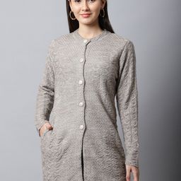 PERFECT LINE Women Beige Longline Cardigan-101