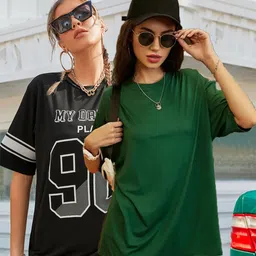 Christy World Pack Of 2 Printed Oversized Cotton T-shirts-picture-55