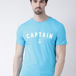 Friskers Men Turquoise Blue Typography Printed Applique T-shirt-image-64