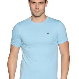 Dollar Men Blue Solid Regular-Fit Cotton T-shirt-image-49