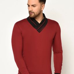 GLITO V-Neck Cotton Casual T-shirt-image-27