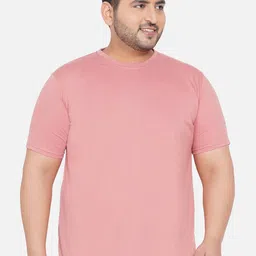 John Pride Men Plus Size Pink Cotton T-shirt-image-71