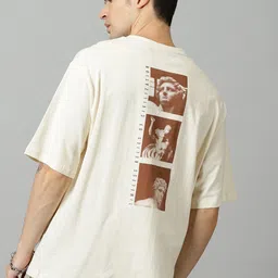 THE HOLLANDER Graphic Printed Drop-Shoulder Sleeves Oversized Cotton T-shirt-image-33