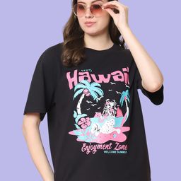 Mast & Harbour Women Graphic Printed Round Neck Cotton Oversized T-shirt-image-15