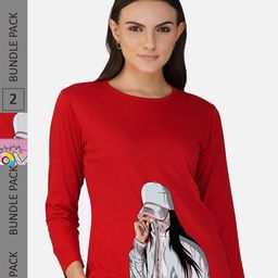 CHOZI Pack Of 2 Printed Round Neck Regular Fit Pure Cotton Casual T-shirt-picture-21
