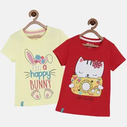 3PIN Girls Multi Pack of 2 Cat Printed T-shirt-image-0