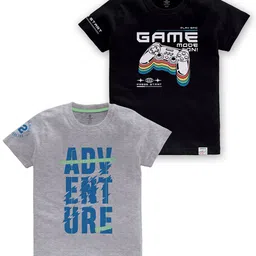 CODEZ Boys Pack Of 2 Typography Printed Cotton T-shirt-14