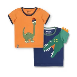 3PIN Boys Pack of 2 Graphic Printed Cotton T-shirts-image-11