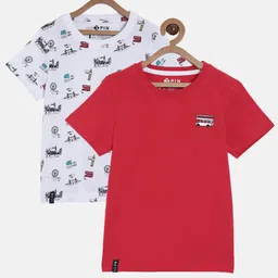 3PIN Boys Pack of 2 Printed Cotton Pure Cotton T-shirt-image-4