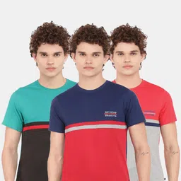 Dollar Men Multicoloured 3 Colourblocked Cotton T-shirt-image-23