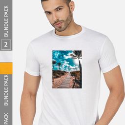CHOZI Men Pack Of 2 Printed Round Neck Cotton T-shirts-picture-26