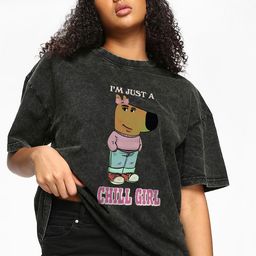 Bewakoof Women Typography Printed Round Neck Cotton Oversized T-shirt-57