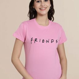 FRIENDS by Dreambe Women Printed Applique T-shirt-image-96