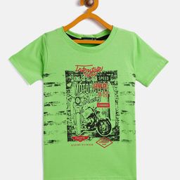 Rodzen Boys Fluorescent Green Printed Cotton T-shirt-image-77