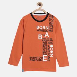 3PIN Kids-Boys Orange & Black Typography Printed T-shirt-image-15