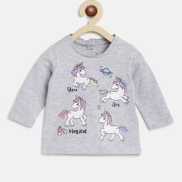 Chicco Girls Grey Unicorn Printed T-shirt-13