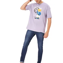 ZU Graphic Printed Round Neck Half Sleeve Cotton Oversized T-shirt-image-81