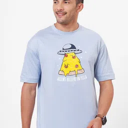 ZU Graphic Printed Round Neck Half Sleeve Cotton Oversized T-shirt-image-79