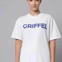 GRIFFEL Typography Printed Drop-Shoulder Sleeves Cotton Oversized T-shirt-image-53
