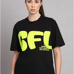 GRIFFEL Typography Printed Drop-Shoulder Sleeves Cotton Oversized T-shirt-image-47