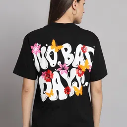 GRIFFEL Typography Printed Drop Shoulder Sleeves Cotton Oversized T-shirt-image-53