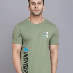 SLOWLORIS Typography Printed Round Neck Bio-Wash Cotton T-shirt-image-96