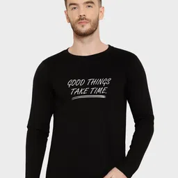 T-SHIRT TRUCK Men Black Typography Printed Applique T-shirt-image-18