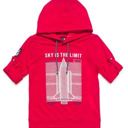 CAVIO Boys Red Typography Printed Applique T-shirt-image-25