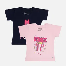 Bodycare Infant Girls Pack Of 2 Typography Printed Cotton T-shirt-image-6
