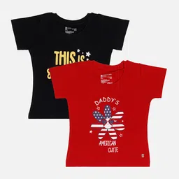 Bodycare Infants Girls Pack Of 2 Typography Printed Cotton T-shirt-image-80