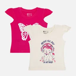 Bodycare Infant Girls Pack Of 2 Printed Cotton T-shirt-image-5