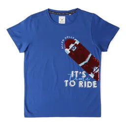 Allen Solly Junior Boys Typography Printed Applique T-shirt-image-34