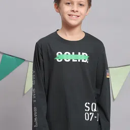 Monte Carlo Boys Green Typography Printed Pure Cotton T-shirt-image-87