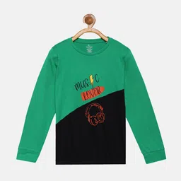 KiddoPanti Girls Green & Black Printed T-shirt-picture-25