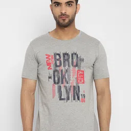 appulse Men Grey Melange Typography Printed Cotton Sports T-shirt-image-91