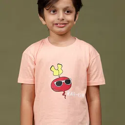 TALES & STORIES Boys Typography Striped Applique Round Neck Cotton T-shirt-picture-35