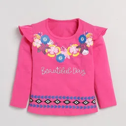 YK Girls Floral Printed Pure Cotton T-shirt-image-4