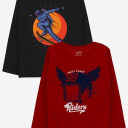 x2o Boys Pack of 2 Printed T-shirts-image-97