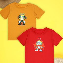 Cutiekins Boys Pack Of 2 Graphic Printed Round Neck T-shirt-16