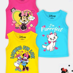 YK Disney Girls Pack of 3 Graphic Printed Cotton T-shirt-image-21