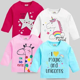 KUCHIPOO Girls Pack Of 4 Printed T-shirt-image-79