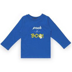 KAVEE Infant Boys Blue Typography Printed Biowashed Round Neck Pure Cotton T-shirt-image-96