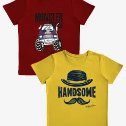 x2o Boys Pack of 2 Printed Round Neck Regular Cotton T-shirts-image-79