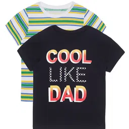 PLUM TREE Boys Navy Blue and White Pack of 2 T-shirts-image-99