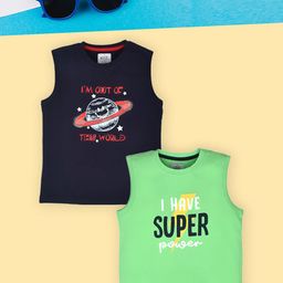Lux Cozi Boys Navy Blue Typography 2 Printed Applique T-shirt-image-45