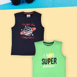 Lux Cozi Boys Pack Of 2 Typography Printed Pure Cotton T-shirt-image-48