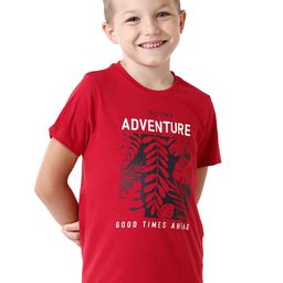 KATE & OSCAR Boys Red Printed Raw Edge T-shirt-picture-36