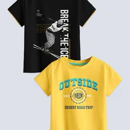 BAESD Boys Pack Of 2 Typography Printed Pure Cotton Casual T-Shirt-picture-6